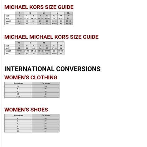 michael michael kors shoe size chart|Michael Kors size chart for women.